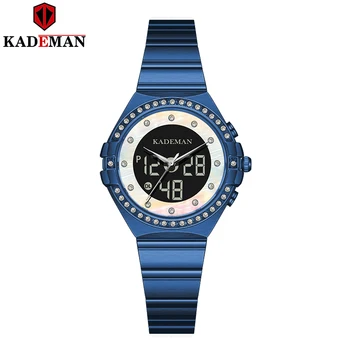 KADEMAN Femei Ceas Brand de Top de Moda de Lux Simplu Cuarț Data LCD Display Digital Ceasuri Femei Ceas de mână rezistent la apă Ceas