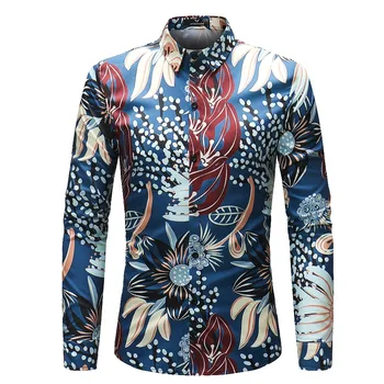 Noul Design Mens lungă maneca Tricouri imprimate 3D Florale tricouri Rândul său, în Jos Guler Barbati Camasi Casual Slim Fit Pentru Barbati Haine