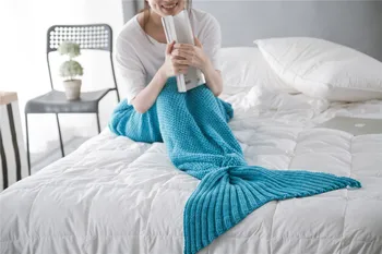 Coada de sirena Pătură de Culoare Solidă Arunca Pătură pentru pui de Somn de Înaltă Calitate Prosop Moale Canapea Tricotat Pătură Manual Sac de Dormit