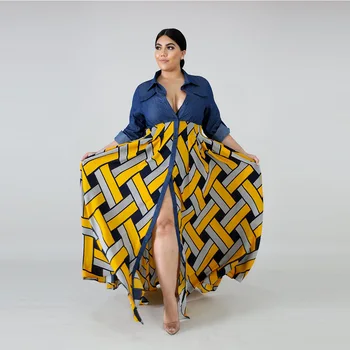Îmbrăcăminte pentru femei, Plus Dimensiune Etnică Stil Vintage Print Plus Dimensiunea Rochie 2021 Nou-veniți Maneca Trei Sferturi Leagăn Rochie Lunga