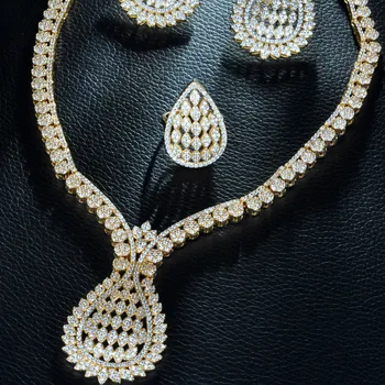8 Noi Nunta Mireasa Seturi de Bijuterii pentru Femei Indian de Culoare de Aur Cubic Zirconia Epocă Dubai Africane Margele Seturi de Bijuterii S228