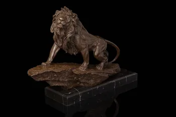Arte Meserii De Cupru Bronz Sculptura Regele Leu Formidabil Statuie De Metal Artizanat Animale Leii Sculptură Hotel Decor