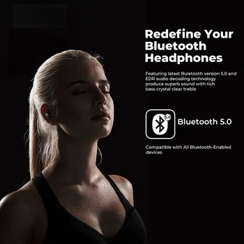 TWS Bluetooth 5.0 Căști căști Stereo Wireless rezistent la apa Cu Microfon de Încărcare Cutie Sport de Funcționare pentru Căști Pentru IPhone Huawei