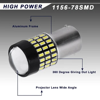 2 buc 1156 3014 Mare Putere 78 SMD Alb Coada de Frână de Oprire Lumini cu LED-uri Becuri de 6000K