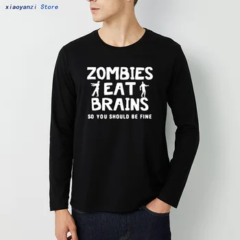 Zombies Mananca Creierul Amuzant Noutate Barbati Barbati tricouri Tricou Nou cu Maneca lunga O Gât Bumbac tricou Casual Top Tee