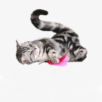 Pisică Jucărie de Divertisment Cu 5 Înlocuire Cap de Simulare Tijă de Pescuit Amuzant Pisica Stick Jucărie Trei tronsoane Telescopice Bagheta Cat Jucării