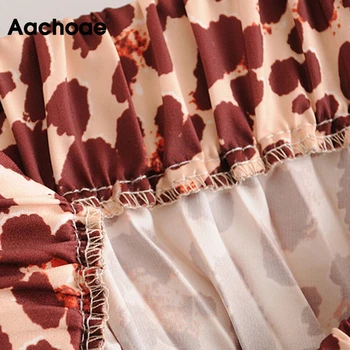 Aachoae Chic Leopard De Imprimare Plisata Fusta Lunga Femei Elastic Talie Mare Epocă Midi Fusta Doamnelor Fuste Faldas Mujer Moda 2020