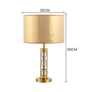 SGROW Aur Rotund Abajur Lampa de Masa Pentru Living Dormitor Cupru Cristal Birou Lumini Lampara Studiu Pânză Corpuri de Iluminat
