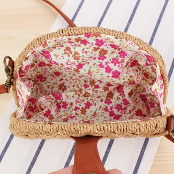 Stil britanic noi mici clare nou oblic împletite geanta de plaja geanta retro semi-rotund-sac de paie de vacanță geantă de mână