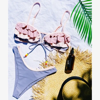 În 2020, Noile Costume De Baie Femei Ciufulit Costume De Baie Femei Doua Piese Costume De Baie Micro Împinge În Sus Bikini Set De Despicare Amatorilor De Scăldat Costum De Baie Lady