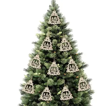 10PC de Crăciun DIY Cap de Cerb Ren XmasTree Agățat Pandantive din Lemn Ornamente Petrecere Decoratiuni Pentru Casa Navidad Copii Cadouri