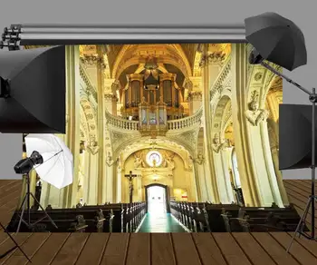 7x5ft Sfânt Religie Biserica Interioară Structura Fondul de Nunta Iubitor de Portret Fundaluri Candelabru de Aur Fundaluri de Studio elemente de Recuzită