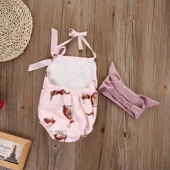 De paști haine pentru Nou-născut Fete longly Iepure Roz Salopetă fără mâneci Căpăstru Salopeta bentita Tinutele Sunsuit