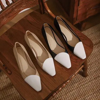 Asumer Complet Din Piele Pantofi 2021 Mai Noi Pompe De Femei Singure Pantofi De Culori Amestecate Confortabil Toc Gros Pantofi Casual Femei