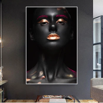 Negru African Fata Artă Panza Pictura Pe Perete Postere Si Printuri Sexy Negru Modelul Pop Art Panza Printuri Pentru Home Decor De Perete