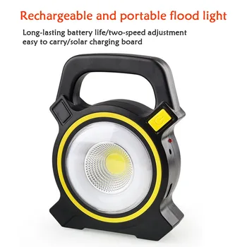 Mobil portabil Lumina de Lucru cu Încărcare Solară Lumină de Inundații în aer liber USB Cob LED Camping Lampa cu unghi Larg de Lumina de Lucru