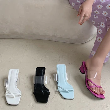 Moda Vara Femei Slide-Uri În Aer Liber Casual Femei Papuci Low-Toc Patrat De Santal Doamnelor Diapozitive Rochie Pantofi De Pompe De Sex Feminin Catâri