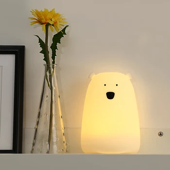 LED Lampă de Noptieră Urs Mare de Silicon Copii Reîncărcabilă Lumina de Noapte Cadou de Crăciun Pentru Copii Drăguț Lampă de Noapte