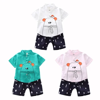 Băiețelul de Îmbrăcăminte Set Drăguț de Vară T-Shirt Ursul Desene animate pentru Copii Haine de Băieți, pantaloni Scurți pentru Copii Tinuta