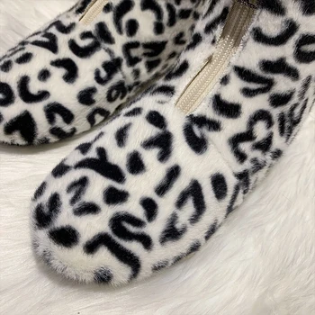 HOFZO de Pluș Femei modelului de Iarnă Glezna Cizme Leopard de Zăpadă Botas Plat Zip Confortabil Botines 2020 Nou Botas De Mujer