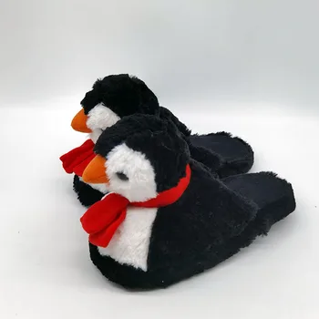 Pinguin anime blană papuci de lemn uscat pantofi bărbați femei de iarnă, papuci de casă Personalizat papuci de Casa Papuci de Casa pentru Copii interior
