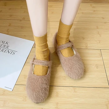 2019 Moda Toamna și iarna pantofi mazăre Cataramă pantofi versiunea de sex feminin, plus catifea Ține de cald confortabil pantofi pentru femei U16-88
