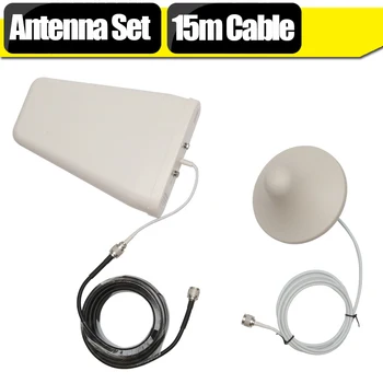 GSM WCDMA 3G 4G LTE Amplificator de Semnal de Antenă Stabilit 10dBi Log Periodic Antena + 3dBi Omni Antena de Plafon +15 Metri Cablu Coaxial