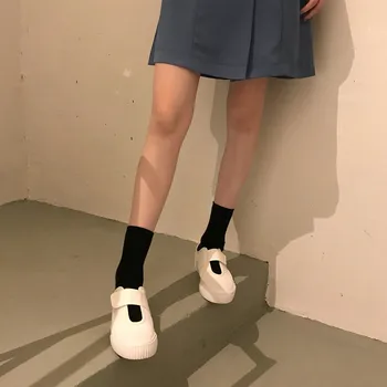 Casual Alb/Negru Vulcaniza Pantofi Femei Pantofi de Panza pentru Femei Sneakers Platforma Doamnelor Formatori Stil coreean Non-alunecare de Asistenta Apartamente