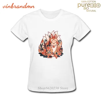 Drăguț Kitsune Spiritul Fox Doamnelor T-Shirt Casual Fox Kitsune Tribal cu Spiritul Felinar Crewneck tricouri de Vara pentru Femei Tricou