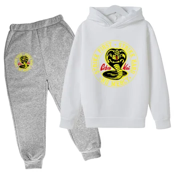 Copii 2 Seturi de Piese de Cobra Kai Swearshirts și Jogger Pantaloni de Iarnă Supradimensionate Hanorace și Pantaloni baiat cu maneca Lunga Pulover Casual