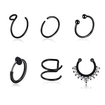 19pcs/set din Oțel Inoxidabil de Culoare Argintie în Formă de C Ear Clip Pentru Femei Barbati Ureche Bantă Fals Inel de Nas Cartilajului Cercel