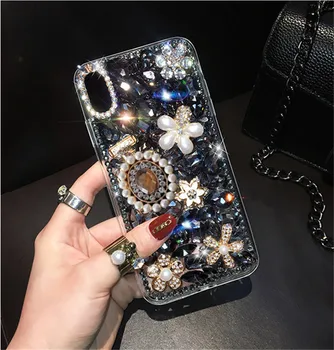 LaMaDiaa 3D Perla de Cristal de Sticla de Parfum Bling Cazuri Pentru iPhone 11 12 mini Pro Max XR Diamant Floare Cover Pentru iPhone 7 8 6 Plus
