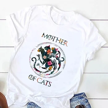 Mama de Pisici Tricou pentru Femei de Imprimare de Flori Dracarys Dragon T-shirt Harajuku Grafic Teuri Vogue Estetice Gotic Topuri