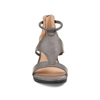 Nou stil doamnelor fermoar sandale de vară pene femei PU piele sandale casual pantofi pentru femei