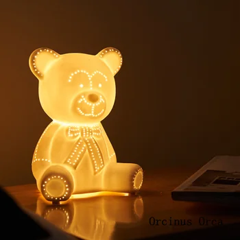 Desene animate Creative Urs Lampă de Masă Dormitor Lampa de pe Noptiera din Camera Copiilor Nordic Modern, Simplu Animal Ceramice LED Lampă de Masă