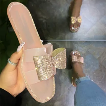 2021 Femei Brand Vara Slide-uri de Înaltă Calitate sandale Casual Plat Femeie Papuci de Plajă Feminin Flip Flops PVC Cristal Diapozitive