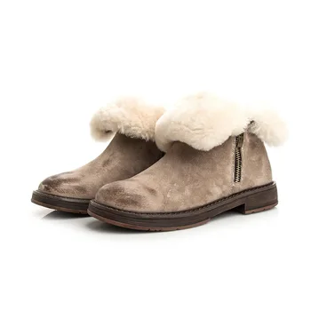 2019 Noi Cizme de Iarna pentru Femei Pantofi Mat Piele naturala Cizme Femei Confortul Cald Cizme de Zapada Non-alunecare Pantofi Plat pentru femei Cizme pentru Femei