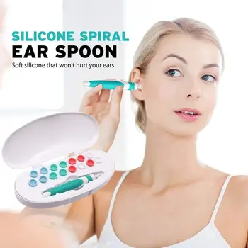 Ear Cleaner Earpick Urechi Wax Remover Spirală Cerumen cu 16 Înlocuirea Sfaturi Set de Instrumente de Îngrijire Ușor de Utilizat