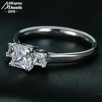 5.5 mm S925 Bijuterii Fine din argint inel de Laborator-a creat diamant Carate 4Cs propunere nunta de vis