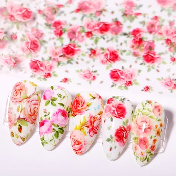 10buc Flori Colorate Autocolante Pe Unghii Folie Transfer de Frunza de Vară Glisante Pentru Unghii Decalcomanii Accesorii Decor