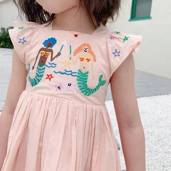 Copii rochii de vara pentru fete de o frumusete Deosebita figura model brodate rochie bumbac confortabil fata rochie de drăguț haine