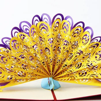 Creative Pliere Hârtie 3D Sculptura Meserii Peacock Design de Cadouri de Ziua de nastere Felicitare 10buc Transport Gratuit