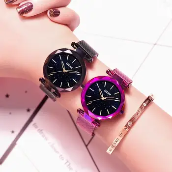 DOM Brand de Lux Violet Femei Ceasuri Minimalism cerul Înstelat de Moda Casual, Feminin Ceas de mana rezistent la apa G-1244PK-1M