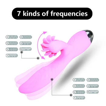 Limba Lins siliconVibration Dubla Stimulare 7 Frecvențe Încălzire Masturbari Clitoris limba jucarii Sexuale Adult Vibrator