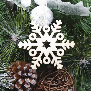 10BUC Lemn Fulgi de zăpadă Elan în Formă de Clopot, Pom de Crăciun Agățat Ornamente, Unfinis