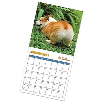 2021 An De Zi Cu Zi Corgi Mucuri De Câine Amuzant Calendarul Agățat Hârtie Groasă Calendare De Perete Organizator Decor Acasă Decorare Dormitor Cadou
