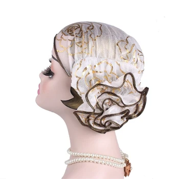Europene Și Americane Populare Frizură Pălărie Musulman Headwrap Capac Frumusete Tifon Cald Placă De Aur De Flori Pierderea Parului Pentru Femei Turban
