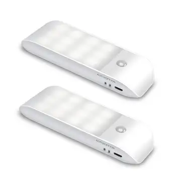 Mișcare Senzor de Lumină, [2 Pack] Dulap Lumina de Noapte, USB Reîncărcabilă Baterie Lumina cu 24 de LED-uri, Detașabil netic Benzi