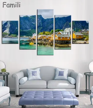 5 Panou Modular de Perete de Arta Norvegia Reina Peisaj de Noapte Poster HD Print Pe Canvas Modern Decor Acasă Panza Pictura pentru Living
