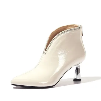 ASUMER 2020 calitate de top de brevete din piele glezna cizme femei subliniat de la picior toc subțire de mare rochie de petrecere, pantofi de moda cizme scurte femei